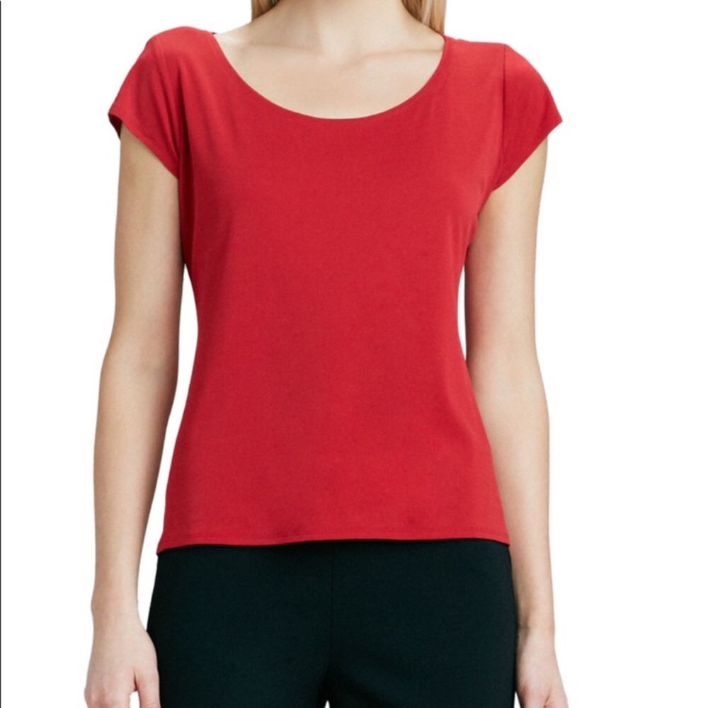 NWOT Eileen Fisher red 100% silk short sleeve top